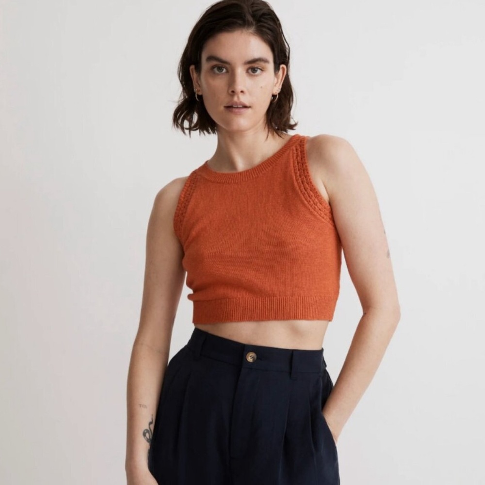 Madewell Rust Knit Cropped Tank Top
